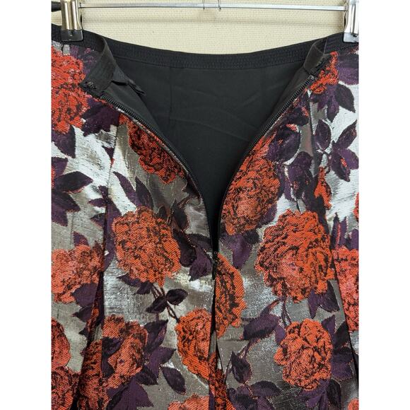 J.Crew Collection Pleated Skirt Women’s Sz 00 Metallic Floral Brocade Dressy - Picture 4 of 12
